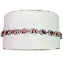 Load image into Gallery viewer, Oval Cut Orange Red Crystal Bracelet Silver Tone Festival Cocktail Gift Box
