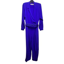 Load image into Gallery viewer, Vintage Liz Claiborne Jumpsuit Women Petite 10 Bluish-Purple Embroidered Belt
