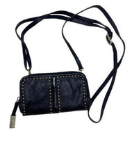 Load image into Gallery viewer, Brighton Crossbody Wallet Black Pebbled Leather Studded Convertible Adjustable
