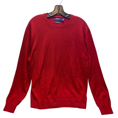 Ralph Lauren Sweater Mens Extra Large Merino Wool Slim Fit Red Academia