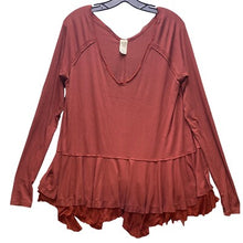 Load image into Gallery viewer, We The Free Shirt Womens Small Layered Long Sleeve Ruffle Hem Grunge Oversized
