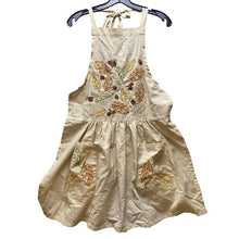 Load image into Gallery viewer, Fall Apron Womens One Size Embroidered Adjustable Tie Back Tan Light Leaves
