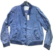 Load image into Gallery viewer, Anthropologie Jacket Womens Large Denim Bomber Snap Preppy Academia Everyday NWT
