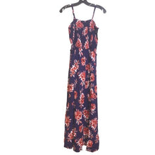 Load image into Gallery viewer, Pacific Vibes Dress Womens Extra Large Bloomcore Navy Red Maxi Smocked Sundress
