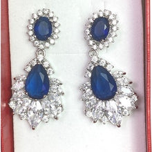Load image into Gallery viewer, Blue Crystal Marquise Teardrop Ring Earrings Necklace Set Gift Box Cocktail

