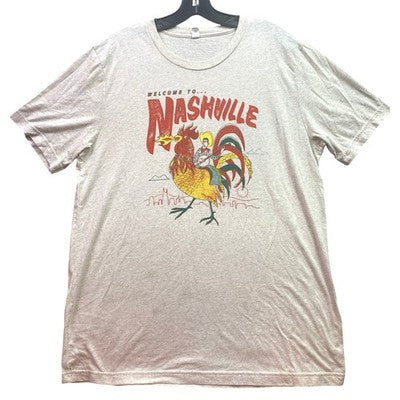 Nashville Shirt Mens LargeFunny Rooster Spell Out Cowboy Western Country