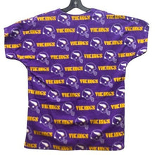 Load image into Gallery viewer, Minnesota Vikings Scrub Top Mens Medium AOP Spell Out Uniform Career Office
