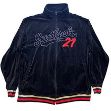 Load image into Gallery viewer, Vintage South Pole Sweatshirt Mens Medium Black Velour Full Zip Spell Out Y2K
