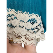 Load image into Gallery viewer, Vintage Val Mode Night Gown Dress Womens Small Teal Lace Maxi 47" Long
