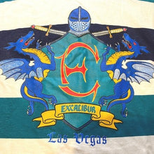 Load image into Gallery viewer, VTG Excalibur Shirt Mens Large Las Vegas Striped Dragon Short Sleeve Y2K
