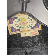 Load image into Gallery viewer, Vintage Paris Sport Club Trench Coat Womens Medium Black Leather Lined 90's 46"
