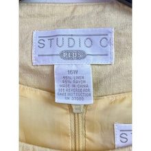 Load image into Gallery viewer, Studio C Dress Womens 16W Yellow Linen Jacket Set Mature Costal Beachy
