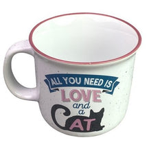 Load image into Gallery viewer, Cat Mug Enameled Love Camping Coffee Cup NIB
