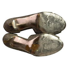 Load image into Gallery viewer, Nina New York Shoes Womens 7M Gold Glitter Open Toe Heels Cocktail Festival
