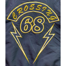 Load image into Gallery viewer, Vintage Engine Crossing Jacket Mens Medium Spell Out Embroidered Bomber

