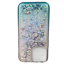 Load image into Gallery viewer, iPhone 13 Pro Phone Case Liquid Glitter Bling Purple Green
