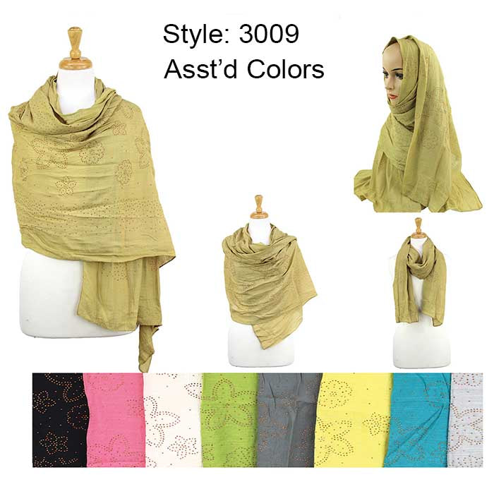 Fashion Rhinestones Lightweight Scarves  (Sold by Dozen)