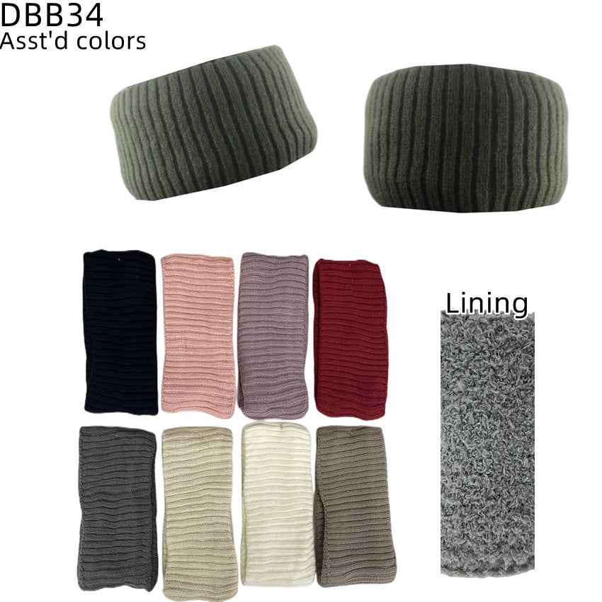 12-pack Women's Cable Knitted Fuzzy Lined Warm Headbands
