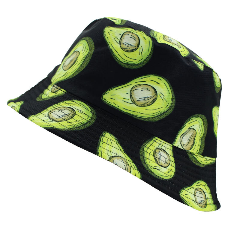 Reversible Avocado Printed Bucket Hat Black