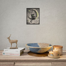 Load image into Gallery viewer, Rolled Poster — Cute Goth Cat on Moon Illustration with Quote “Let Your Light Be the Reason Someone Smiles Today”
