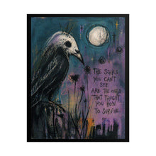 Load image into Gallery viewer, Survivor Crow Poster — 'The Scars You Can't See' Gothic Art Print
