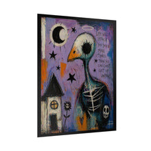 Load image into Gallery viewer, Gothic Bird Skeleton Art Poster — 'Life Will Knock You Down' Rolled Print
