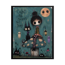 Load image into Gallery viewer, Rolled Poster — Whimsical Girl &amp; Cat Art Print "Collect Little Moments, Not Things"
