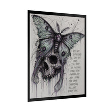 Load image into Gallery viewer, Rolled Poster — Gothic Moth Skull Art Print with Dark Mental Health Quote
