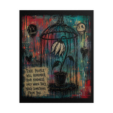 Load image into Gallery viewer, Spooky Grunge Wilted Flower in Birdcage Illustration - Relatable Quote Art
