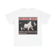 Load image into Gallery viewer, Chris P. Bacon Runaway Pig Breaking News T-Shirt - Size S - 5XL
