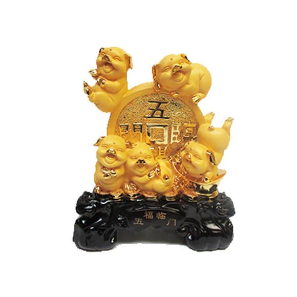 5 GOLD PIGS W/COIN