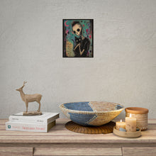 Load image into Gallery viewer, Rolled Poster — Gothic Skeleton &amp; Cat Art Print ("Life Is Short, Make Your Heart the Loudest Thing")
