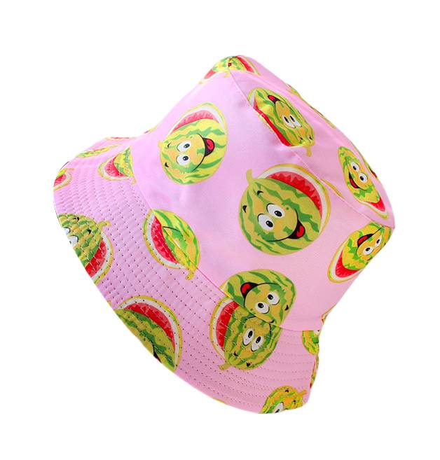 Reversible Water Melon Printed Bucket Hat- White