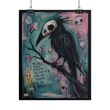 Load image into Gallery viewer, The Birds Became Beautiful Not Because They Were Perfect but Because They Flew Rolled Poster — Gothic Whimsical Crow Fantasy Wall Art
