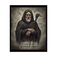 Load image into Gallery viewer, Rolled Poster — Gothic Wizard Art Print: "The Weight of Pain is the Measure of Strength"
