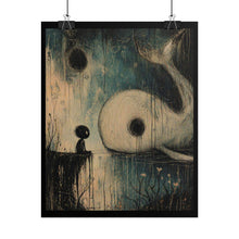 Load image into Gallery viewer, Whimsical Whale Art Poster – Moody Fantasy Rolled Wall Print
