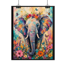 Load image into Gallery viewer, Vibrant Elephant Flower Crown Poster - Boho Colorful Animal Wall Decor
