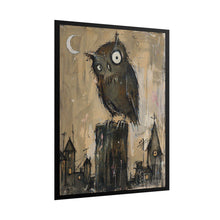 Load image into Gallery viewer, Owl Nightscape Poster — Whimsical Moonlit Owl Art Print (Rolled)
