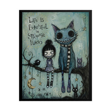 Load image into Gallery viewer, Life Is Beautifully Strange – Whimsical Gothic Cat Wall Art
