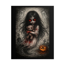 Load image into Gallery viewer, Horror Poster — Creepy Girl with Teddy Ghost Poster (Halloween Wall Art)
