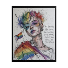 Load image into Gallery viewer, "Protect Your Peace" Pride Wall Art | Fine Line Sketch Progress Flag Poster
