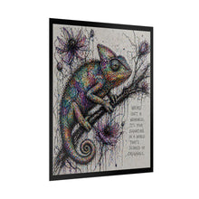 Load image into Gallery viewer, Chameleon Art Poster — "Weird Isn't a Weakness" Inspirational Rolled Poster

