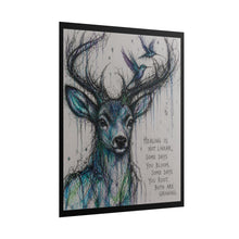 Load image into Gallery viewer, Deer &amp; Hummingbird Inspirational Art Poster — "Healing Is Not Linear" Rolled Wall Print
