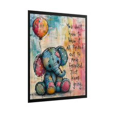 Load image into Gallery viewer, Whimsical Elephant with Balloon "Keep Going" Art Print – Cute Patchwork Animal Inspirational Poster
