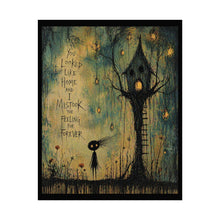 Load image into Gallery viewer, Rolled Poster — Whimsical Treehouse Art Print with Quote “You Looked Like Home and I Mistook the Feeling for Forever”
