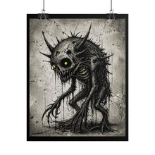 Load image into Gallery viewer, Horror Creature Poster — Dark Monster Art Print with Glowing Green Eyes
