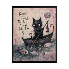 Load image into Gallery viewer, "The Best Things Take Time" Black Cat Wall Art | Gothic Ocean Print
