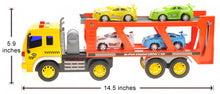 Load image into Gallery viewer, 1:16 2-In-1 Friction Powered Transporter Truck With Lights And Sounds
