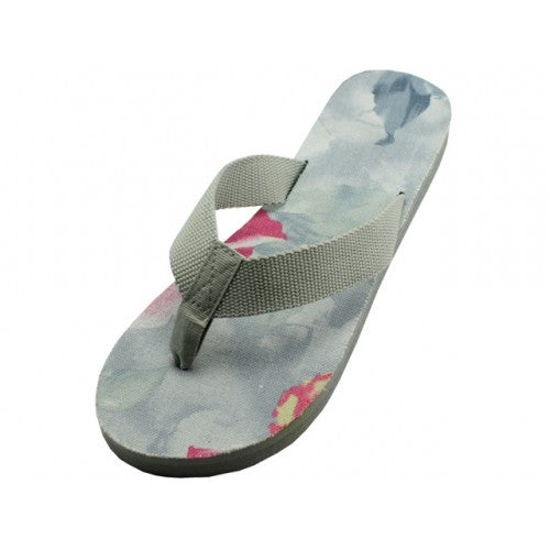 Wholesale Women's Floral Print Upper Flip Flops