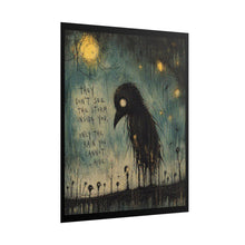 Load image into Gallery viewer, Rolled Poster — Moody Crow Art Print with Quote: “They Don't See the Storm Inside You”
